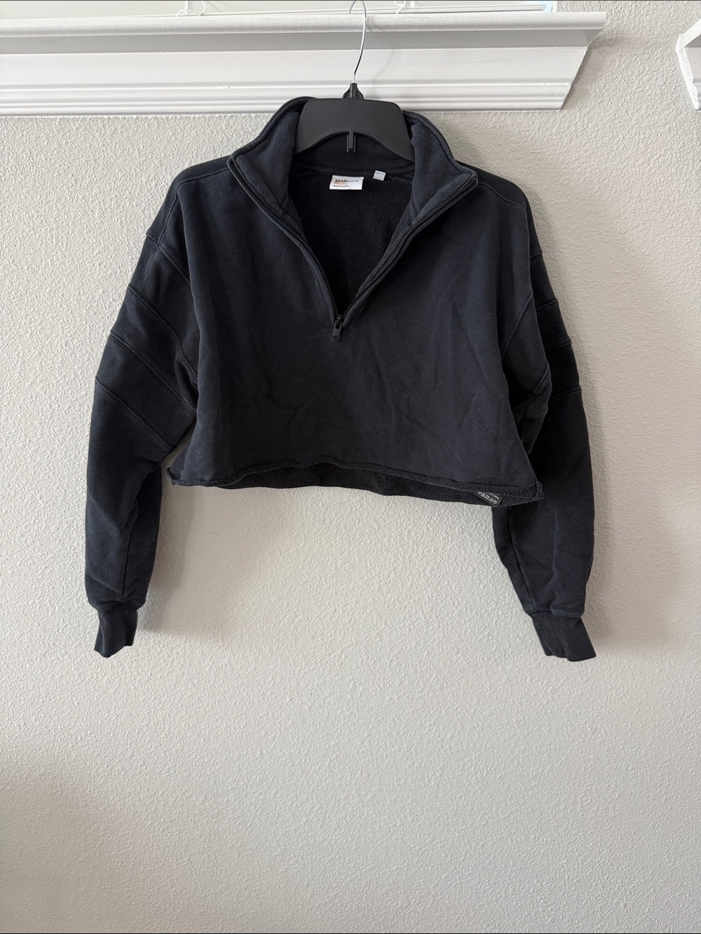 TNA Black Cropped Quarter-Zip Hoodie